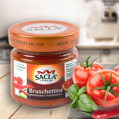 Omáčka na toasty - Bruschettina rajčatová s pálivou papričkou a extra panen. oliv. olejem - Sacla 190 g