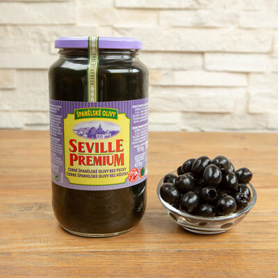 Olivy černé bez pecky - sklo - SEVILLE PREMIUM - 935 g