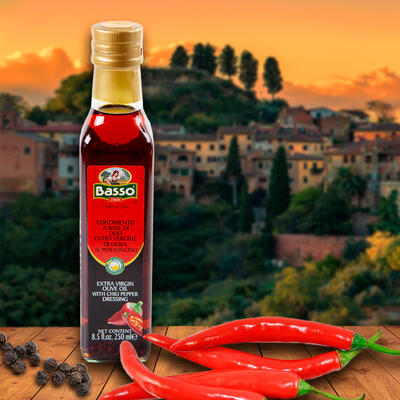 Olej olivový Extra Panenský s feferonkou - BASSO 250 ml