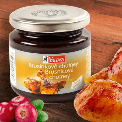 Brusinková omáčka - Chutney s curry - na grilování - VALENZI 220 g