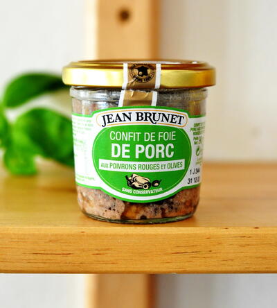 Confit z vepř. jater s paprikou a olivami - JEAN BRUNET - sklo - 90 g