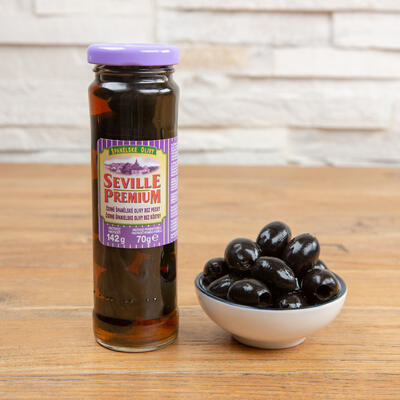 Olivy černé bez pecky - sklo - SEVILLE PREMIUM - 142 g