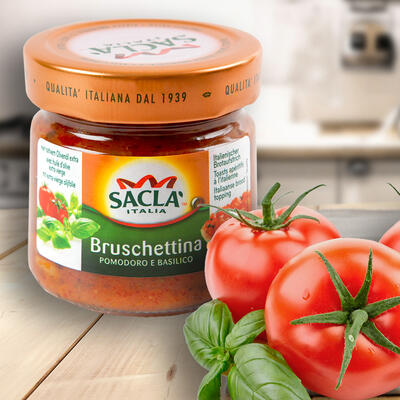 Omáčka na toasty - Bruschettina rajčatová s bazalkou a extra panen. oliv. olejem - Sacla 190 g